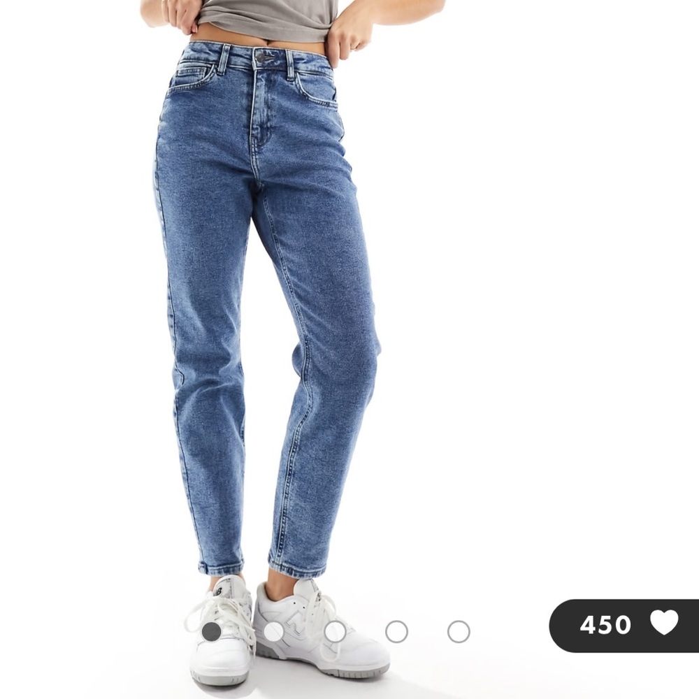Noisy May Moni High Waisted Straight Leg Jeans - mid wash blue 28 Waist